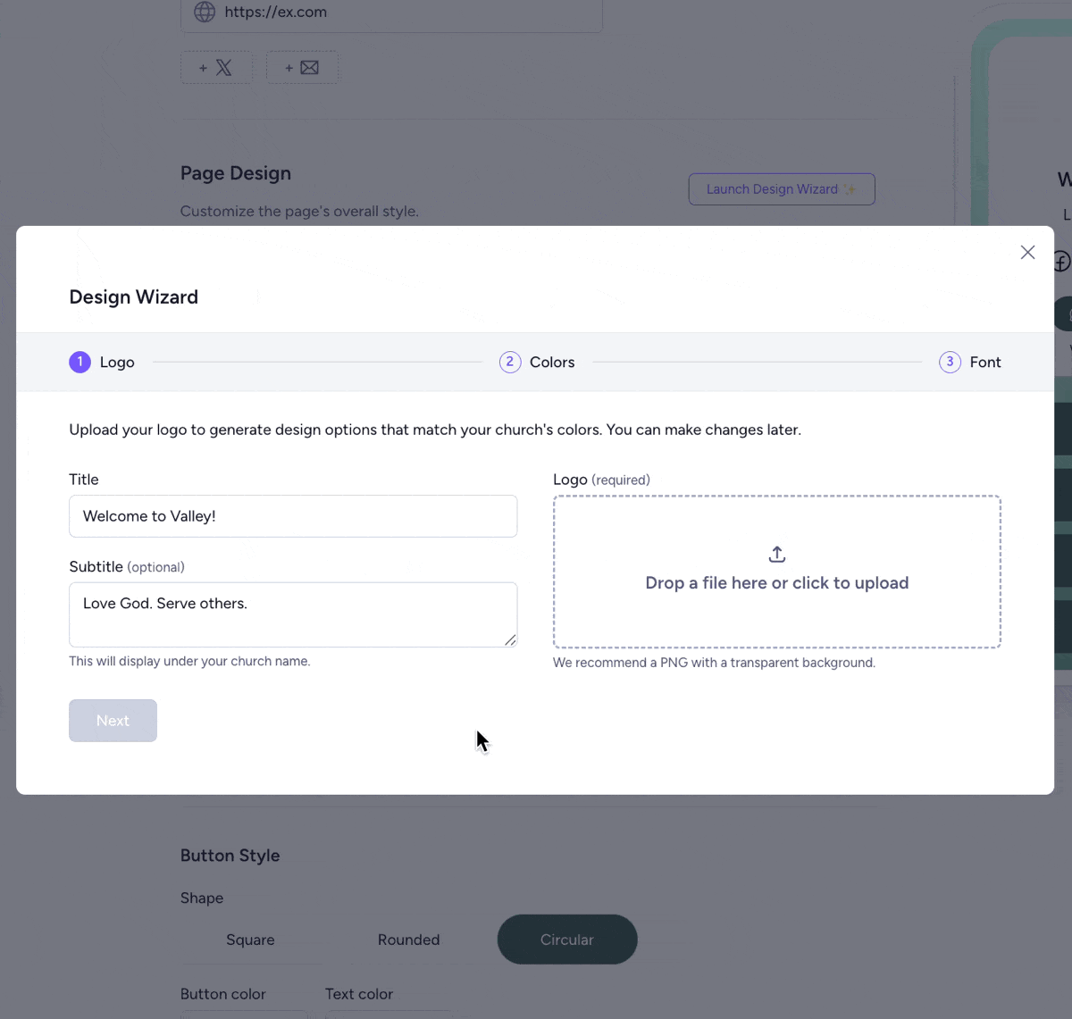 Customize your microsite Clearstream's microsite design wizard
