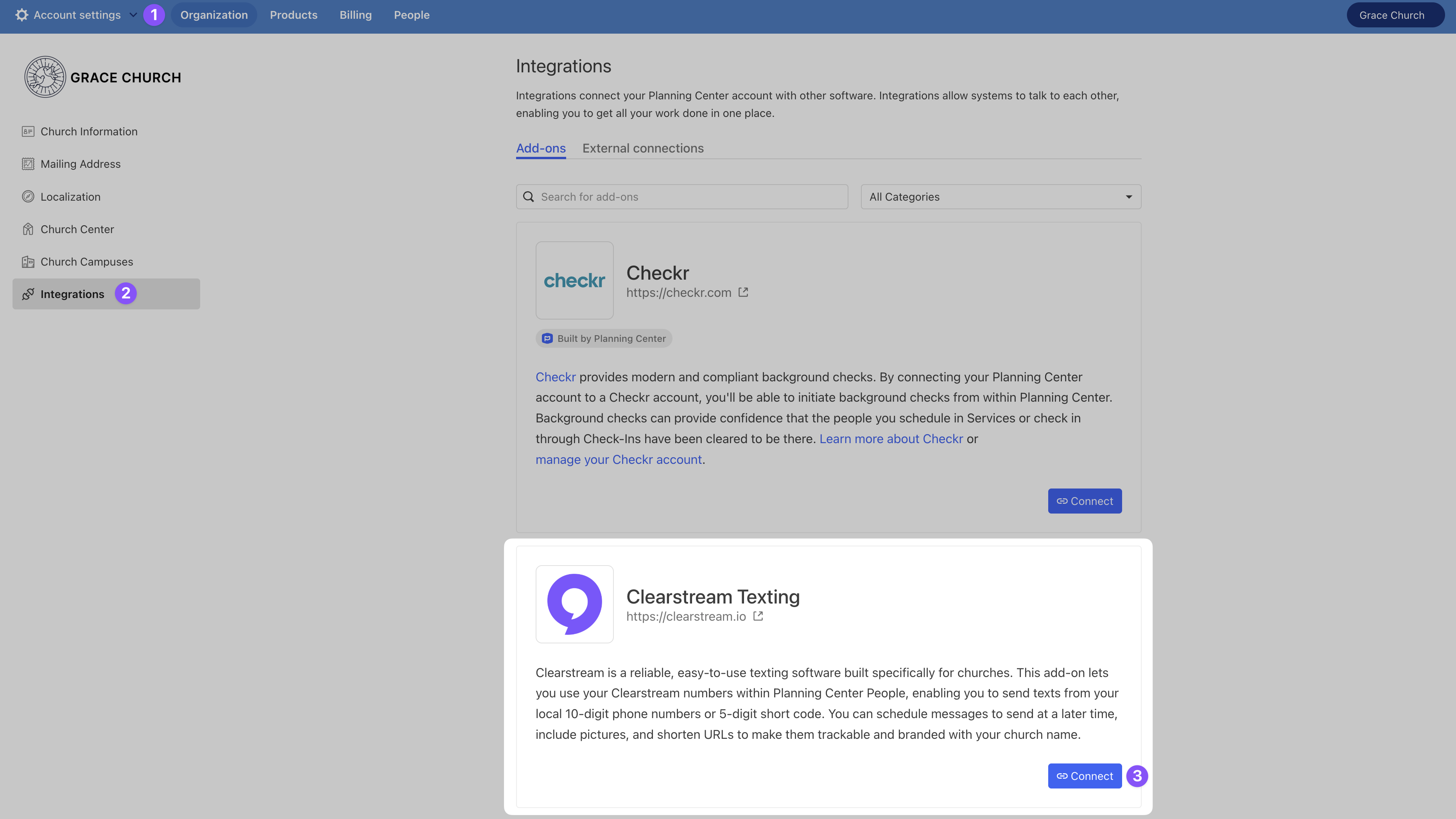 Planning Center Add-on