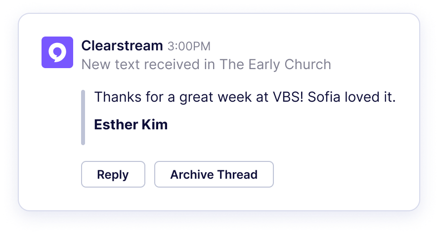 Archive threads Screenshot of text inside of Slack
