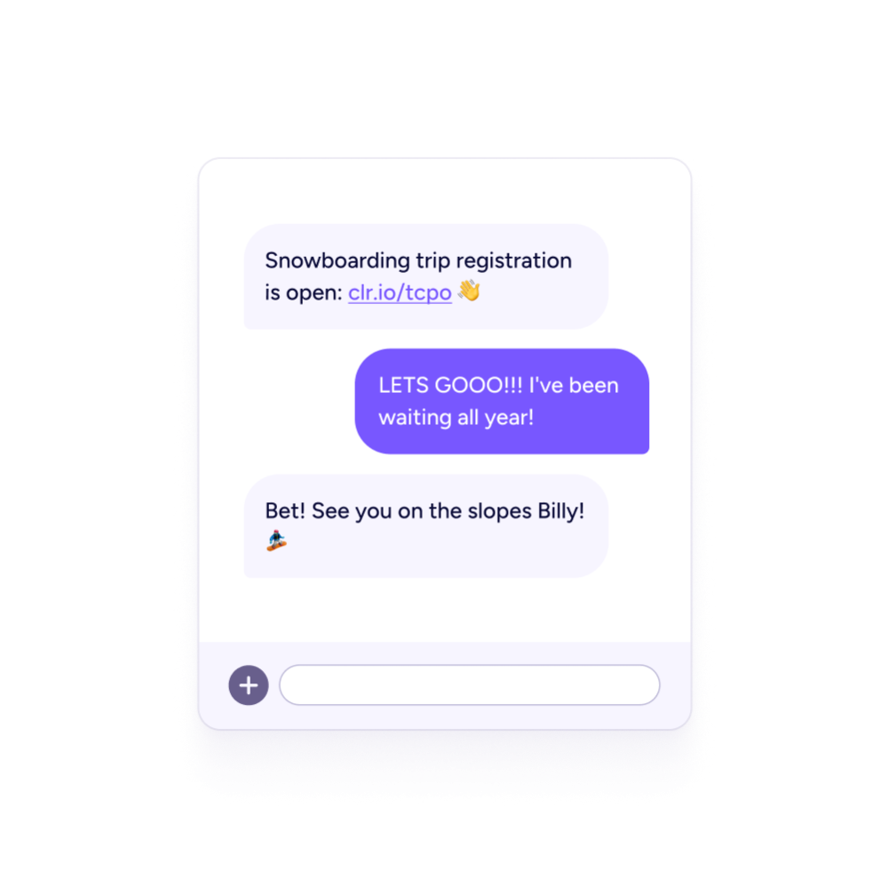 Send event registrations Event sign up through text