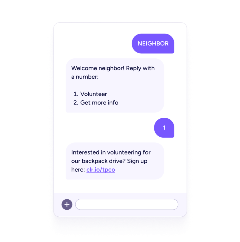 Start a texting campaign Workflow interaction