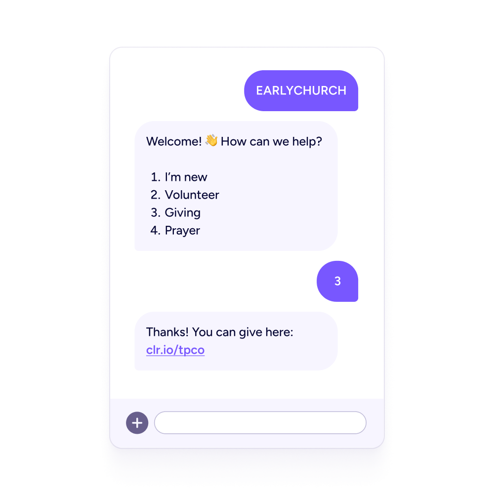 Send a menu of options Auto response