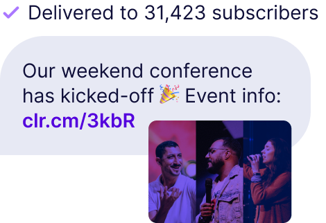 Reliability and Message Delivery Mass text with event link and picture
