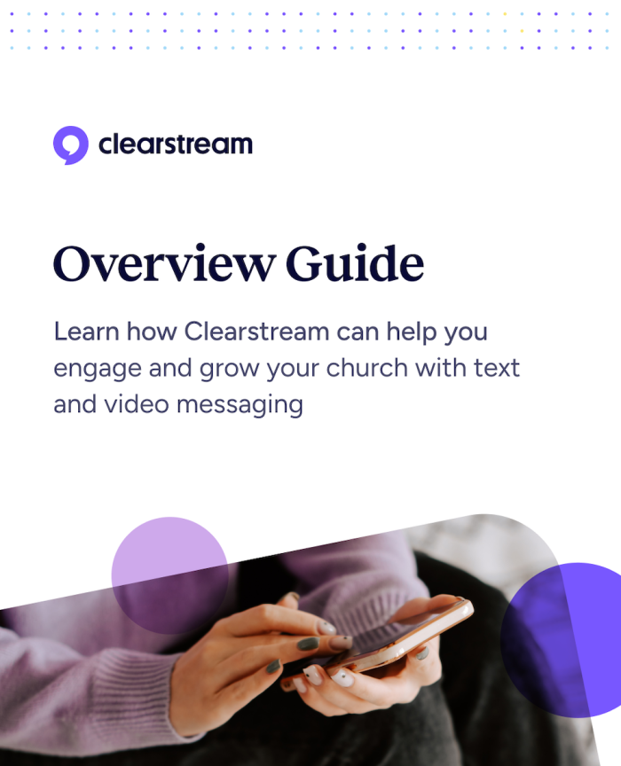 Woman holding phone downloading Clearstream\'s overview guide
